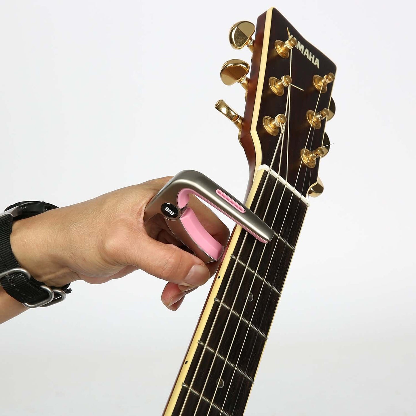 SGPRO Capo for Acoustic Guitar Electric Guitar and Ukulele Zinc Alloy Guitar Capo Pick Holder Pin Puller 3 in 1, Hidden Torsion Spring More Rounded Design Silicone Rubber Trapeiod Design Easy Use