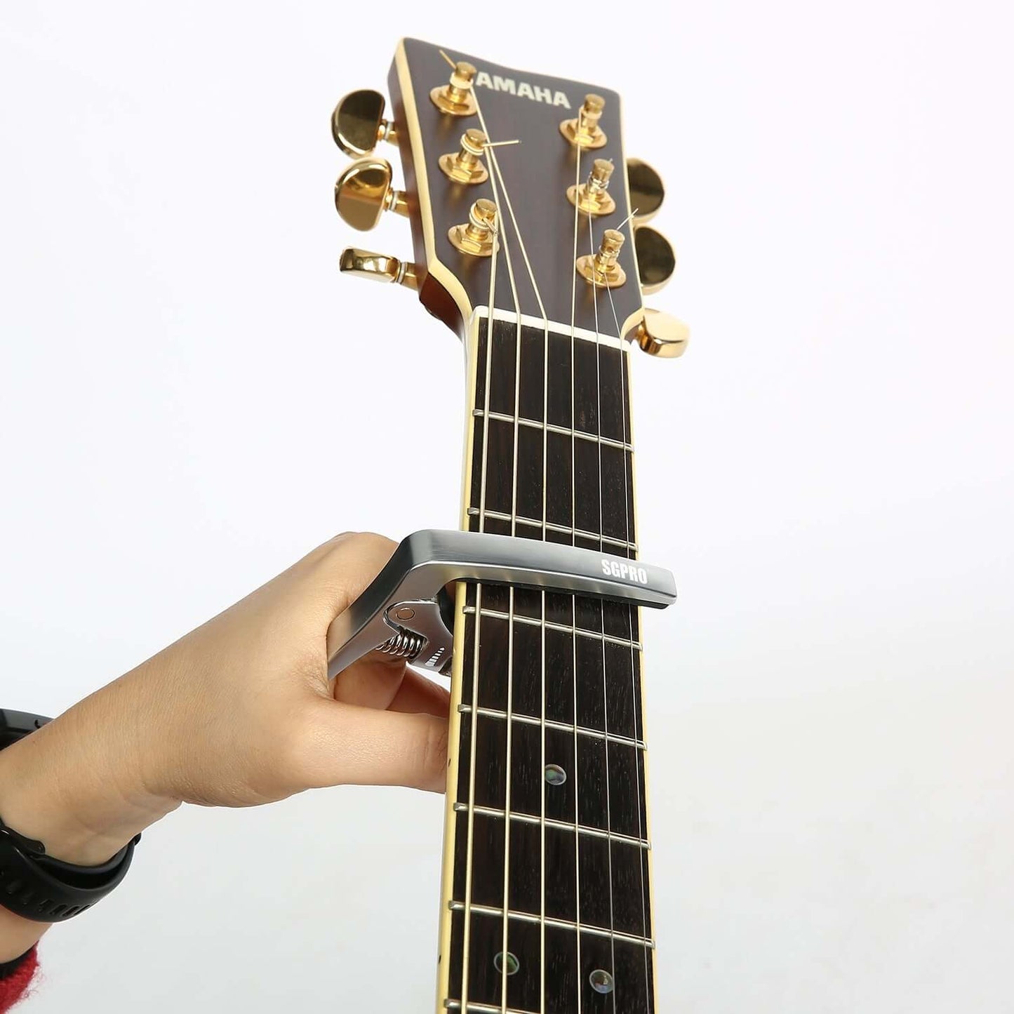 SGPRO Capo for Guitars Acoustic and Electric with Ajustable Spring and Trigger Tension, Handy String Pin Puller and Fashionable Hard Zinc Alloy Design