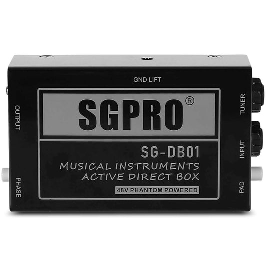 SGPRO Active Direct Box, Audio Signal DI Box for Guitar, Bass Guitar, and Keyboard's Performance or Recording with Ground Lift, Phantom Power Needed