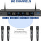 SGPRO Quad Handheld Wireless Microphones System 4*65 UHF Channels, for Professional Use of Events in Live House, Clubs, Stage, Cinema, Church, School & at Home