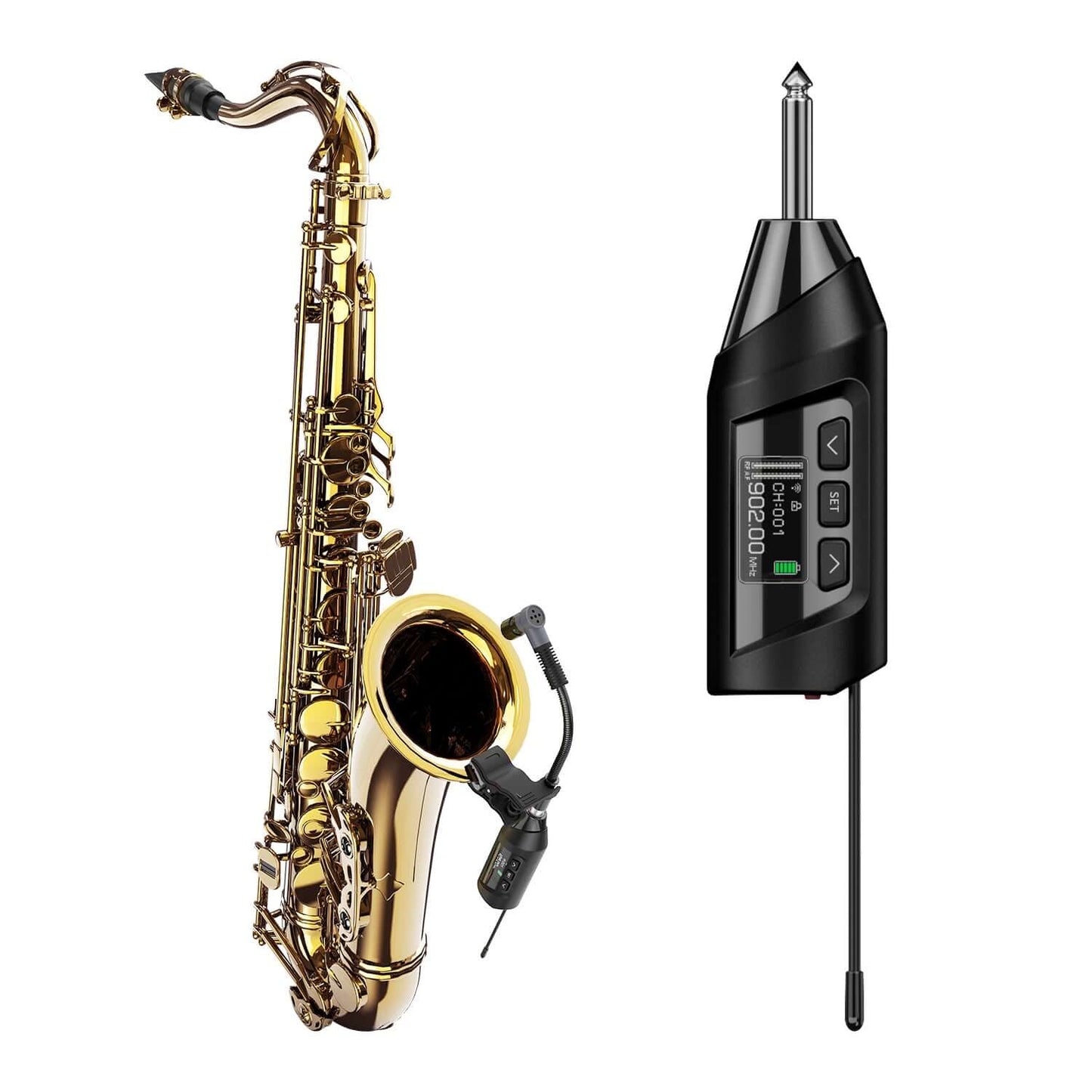 Dual Wireless Saxophone Microphone Clip On Mic For Trumpet Trombone Wind  Instrument 2 Microphones At The Same Time